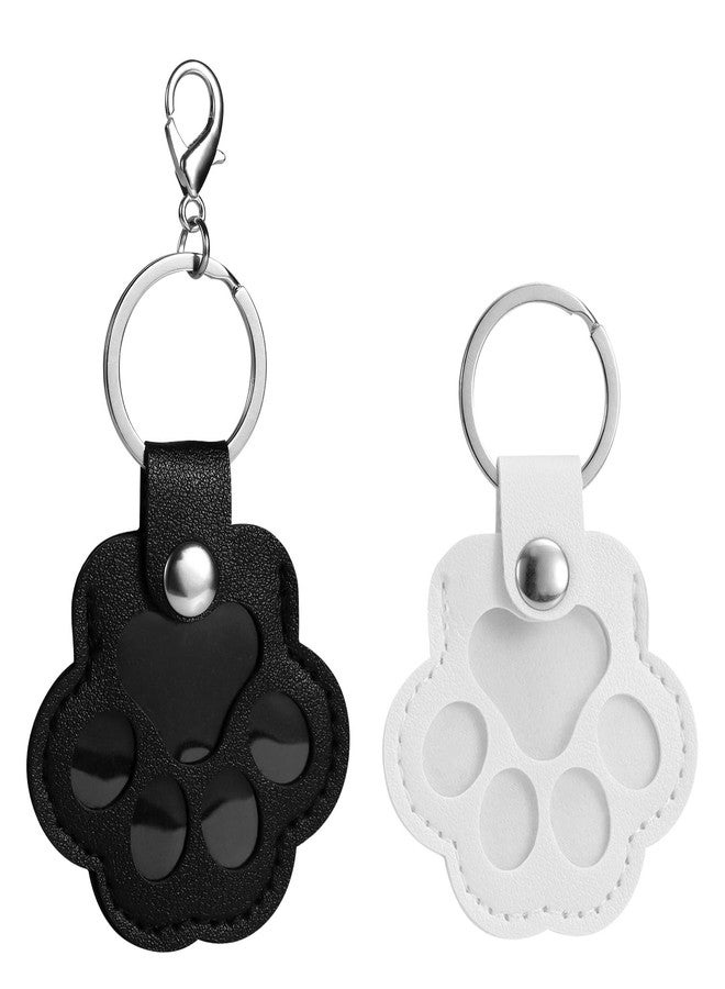 Penitue 2pcs Dog Hair Keychain, Leather Pet Memorial Key chain Cute Pet Fur Memory Keepsake Holder Collector Storage Keeper Charm Gifts Collection for Bag & Purse Decoration (Black, White) - Image 1